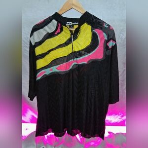Jamie Sadock Vintage Quarter Zip XXL Short Sleeve Multicolor Abstract Golf Shirt